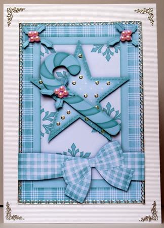 Christmas Star and Candycane A5 Card Front with Decoupage by Kristina Norbat