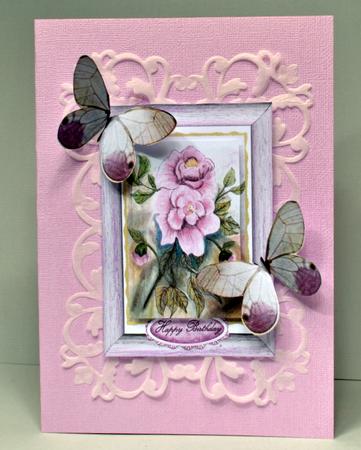 Painted Pink Flowers with Butterflies Pyramid by Kristina Norbat