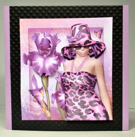 Beautiful Purple Iris Lady Card Front Kit by Kristina Norbat