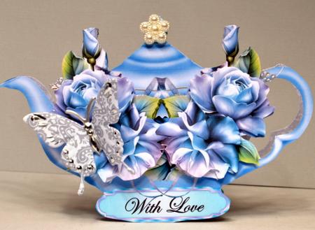 Teapot Shaped Card with Decoupage by Kristina Norbat