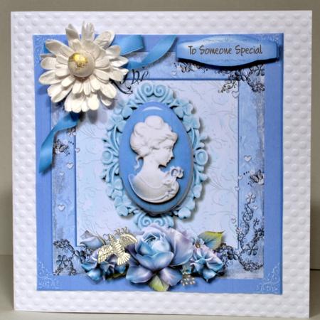 Beautiful Blue Cameo and Roses  by Kristina Norbat