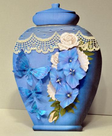 Pretty Pots Card Mini Kit - Blue and Cream Flowers by Kristina Norbat
