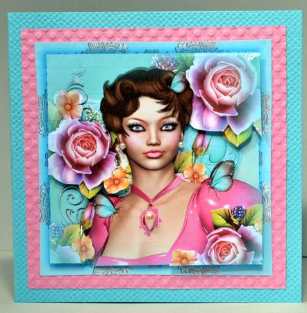 Beautiful Retro Look Lady Card Front by Kristina Norbat