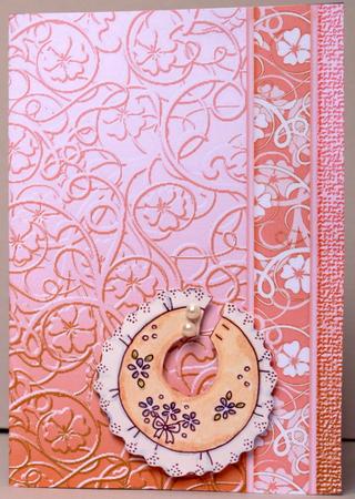Peach Swirls and Flowers Embossed with Border by Kristina Norbat
