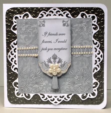 Silver If Friends Were -  7in Ornate Lace Tag Topper by Kristina Norbat