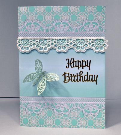 Vintage Lace Panel A4 Background - Green by Kristina Norbat