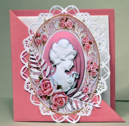 Vintage Cameo Lady in Rose Frame Oval Pyramids by Kristina Norbat
