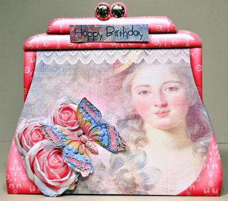 Handbag Shape Card Pink Vintage by Kristina Norbat