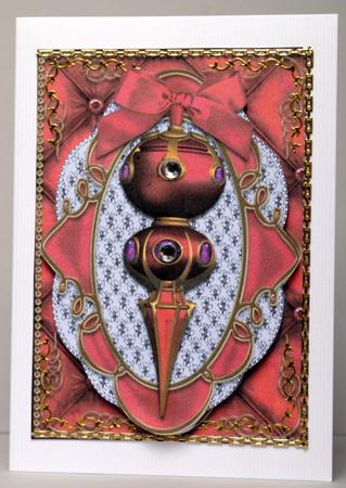 Vintage Metallic Red Decoration Lace Card Front by Kristina Norbat