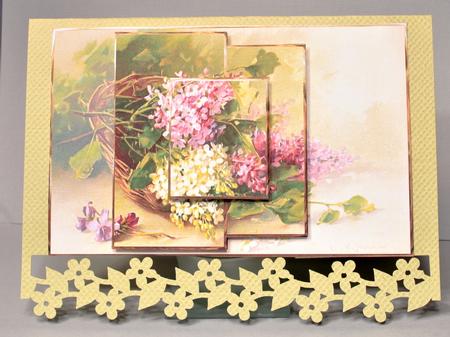 Basket of Lilacs Card with Shaped Toppers by Kristina Norbat