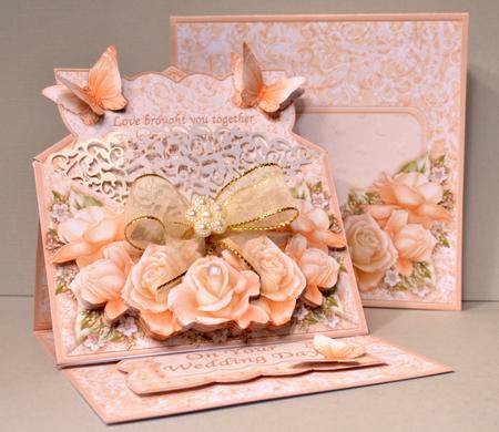 Cream Roses Envelope Easel Kit Birthday Wedding Anniversary by Kristina Norbat