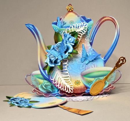 Beautiful Blue Roses with Teapot by Kristina Norbat