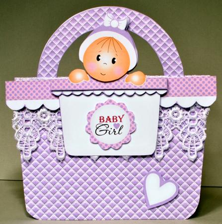 Baby Girl Handbag Card Lilac by Kristina Norbat