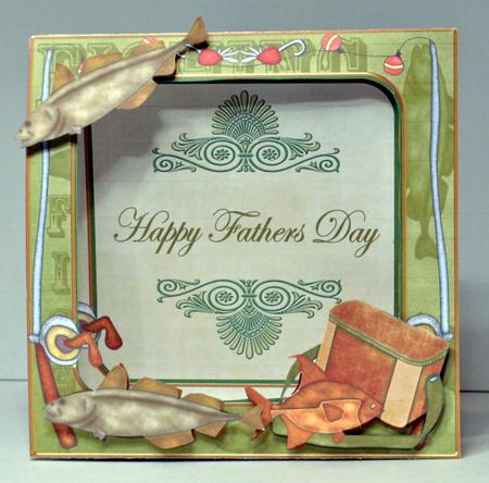 Olive Fishing Fathers Day Vintage 7inch Tent Card Mini Kit by Kristina Norbat