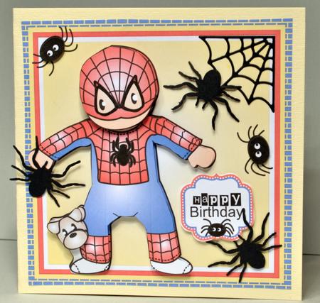 Spider Hero Andy Birthday Card Topper by Kristina Norbat