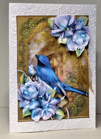Flycatcher & Blue Roses at the Country Cottage by Kristina Norbat