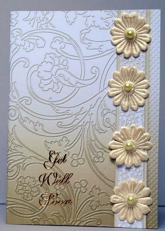 Cream Flowers Swirls and Spots Embossed with Border by Kristina Norbat