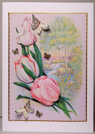 Painting of a Waterfall & Tulips by Kristina Norbat