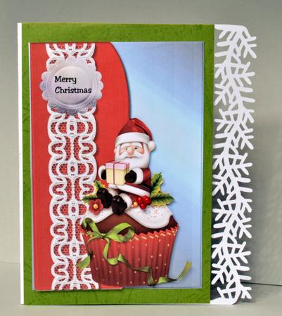 Wavy Edge Card Front Christmas Cupcake by Kristina Norbat