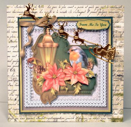 Beautiful Christmas Robin and Poinsettias  by Kristina Norbat