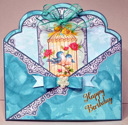 Lovebirds Lace Cross Faux Pocket Cf Mini Kit by Kristina Norbat