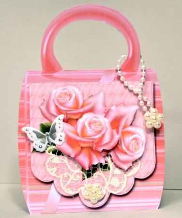 Mini Kit Hand Bag Pink Satin Roses by Kristina Norbat