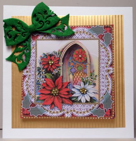 Poinsettia Window Lace One Edge Scallop Bottom Stacker by Kristina Norbat
