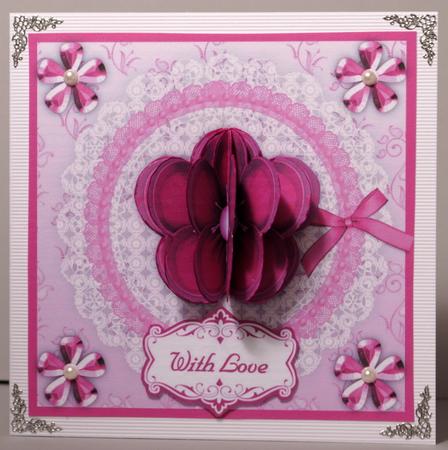 3D Pink Pansy Embellishment and Card Front by Kristina Norbat