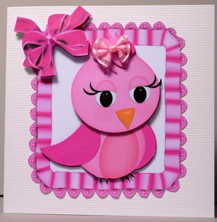 Cutie Little Bird in Pink in Frill Frame by Kristina Norbat