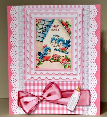 Welcome Baby Girl, and Baby Birds Card & Topper by Kristina Norbat