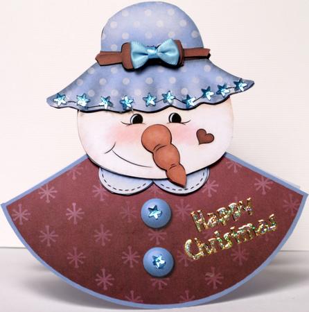 Snowgirl in Hat Wobble Card by Kristina Norbat