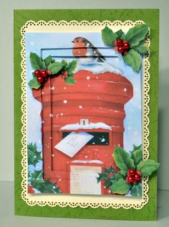 Letter Box with Snow & Holly Tunnel Card by Kristina Norbat