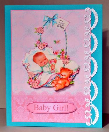 Vintage Baby Girl Card Front / Topper & Decoupage by Kristina Norbat