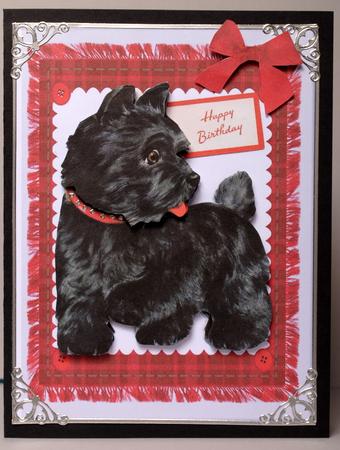 Vintage Terrier Birthday Card Topper with Decoupage by Kristina Norbat