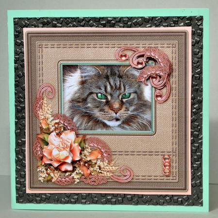 Long Haired Cat with Green Eyes 8in x 8in Decoupage by Kristina Norbat