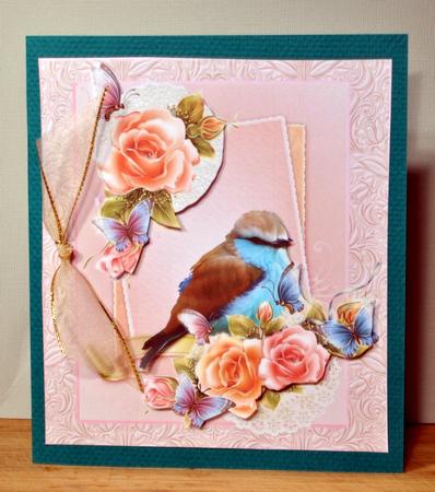 A Ladies Bird with Roses Topper with Decoupage by Kristina Norbat