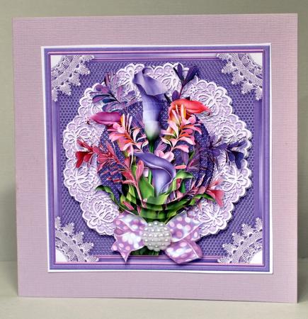Lilac and Pink Lilies 6in x 6in Pyramage by Kristina Norbat