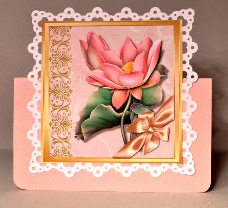 Beautiful Pink Lotus Flowers with Gold Bow by Kristina Norbat