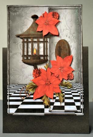 Oriental Lantern 5 Christmas Poinsettias by Kristina Norbat