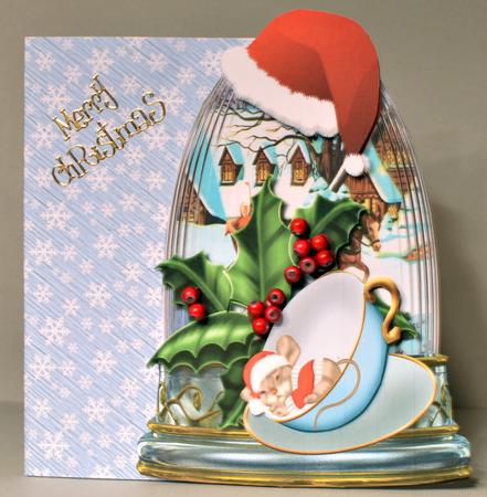 Mouse in Teacup Globe Christmas by Kristina Norbat