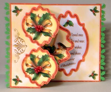 Fold Back Pop-up - Christmas Lantern, Holly & Robin by Kristina Norbat
