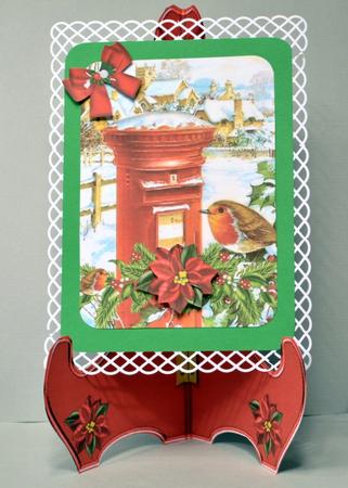 Vintage Snow Village with Poinsettias & Robins with Stand by Kristina Norbat