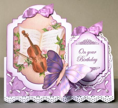 Floral Violin Large Fancy Stand Up Card N Envelope Kit by Kristina Norbat
