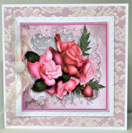 Pink Roses Metallic Frame Card Mini Kit by Kristina Norbat