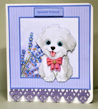 Cute White Dog Card with Decoupage by Kristina Norbat