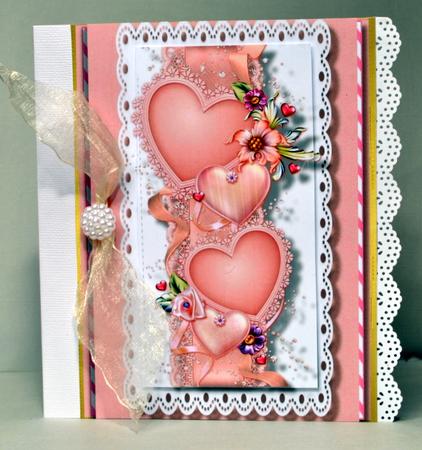 Beautiful Pink Hearts on a Ribbon Strip by Kristina Norbat