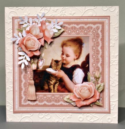 Feeding the Kitten Card Topper & Decoupage by Kristina Norbat