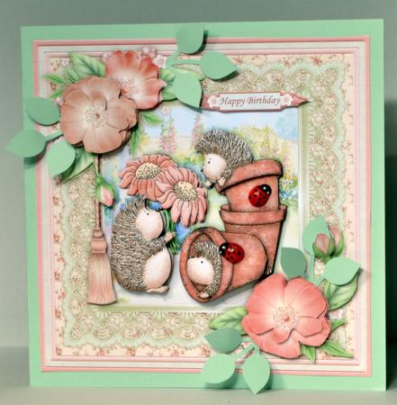 Pots of Hedgehog Love 8x8 Mini Kit & Decoupage by Kristina Norbat