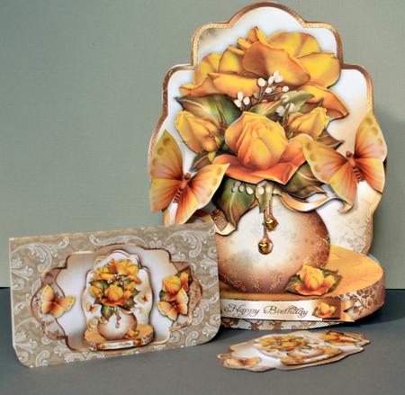 Vintage Yellow Roses with Lace Vase by Kristina Norbat