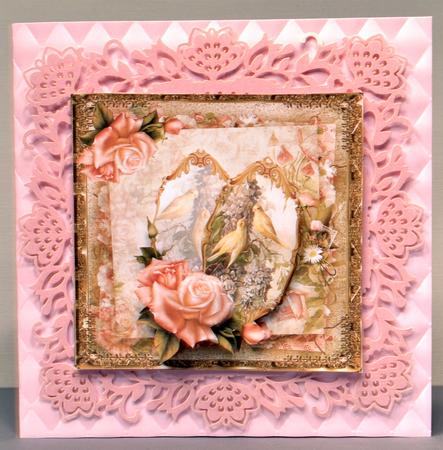 Love Birds and Roses Card with Decoupage by Kristina Norbat